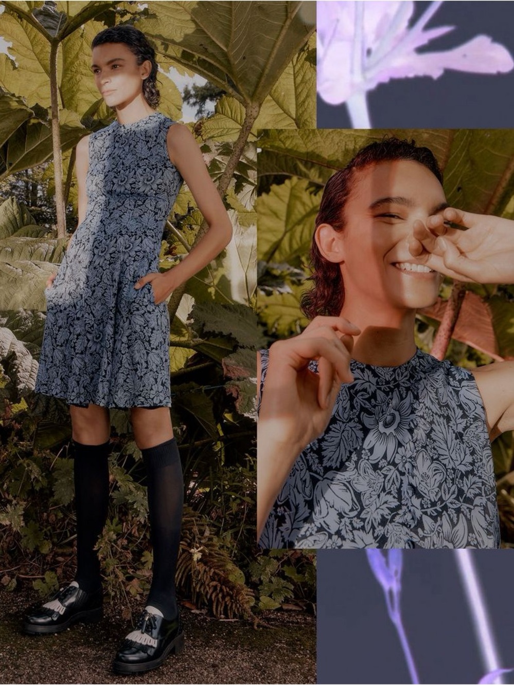 Erdem Yesim Dress Blue Black Floral Jacquard Silk Lined Size 4 Designer Luxury